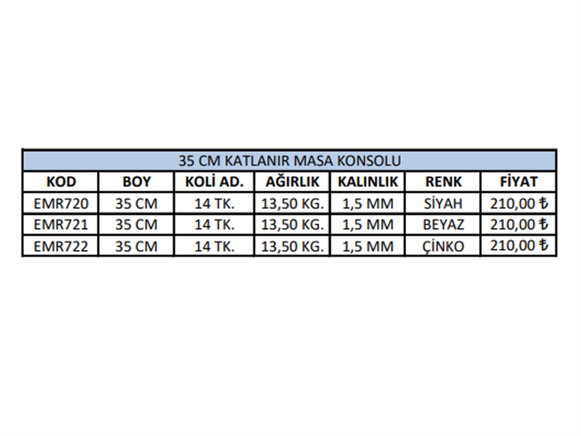 35cm Katlanır Masa Konsolu